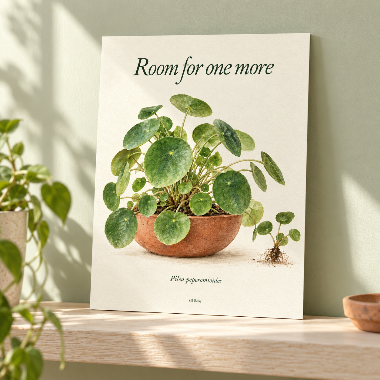 Room mockup of the unframed Room for one more poster